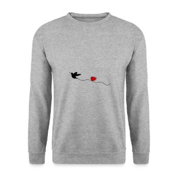 Hummingbird Bird Heart - Unisex Sweatshirt - salt & pepper - Front - Alina (178cm) & Michal (187cm)