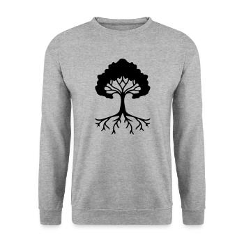 Tree rooted with roots Tree of Life - Unisex Sweatshirt - salt & pepper - Front - Alina (178cm) & Michal (187cm)
