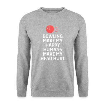 Bowling Dictons Bowling Bowler Skittles Cadeau - Sweat-shirt Unisexe - gris chiné - Devant - Alina (178cm) & Michal (187cm)