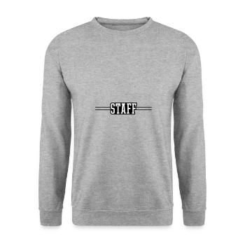 Staff Mitglied - Unisex Pullover - Weißgrau meliert - Vorne - Alina (178cm) & Michal (187cm)