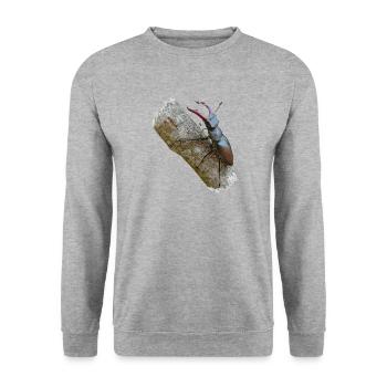 Der Hirschkäfer gehört zu den größten Käfern - Unisex Pullover - Weißgrau meliert - Vorne - Alina (178cm) & Michal (187cm)