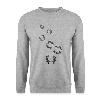 Hufeisen Icon - Unisex Pullover - Weißgrau meliert - Vorne - Alina (178cm) & Michal (187cm)