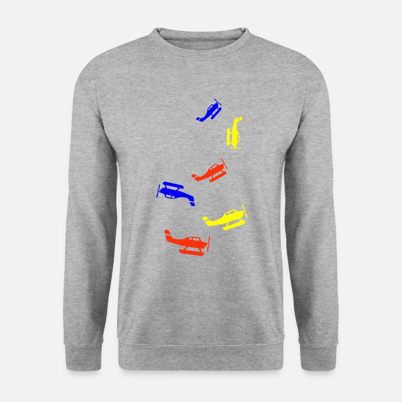 Flugzeug Bunt Travel - Unisex Pullover - Weißgrau meliert