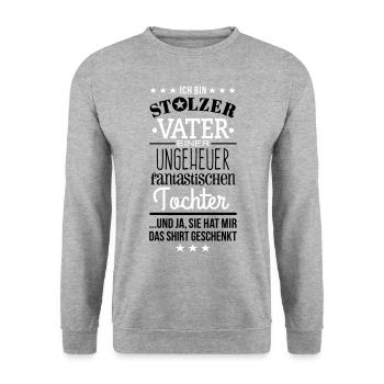 Ungeheuer fantastische Tochter - Vater / Shirt - Unisex Pullover - Weißgrau meliert - Vorne - Alina (178cm) & Michal (187cm)
