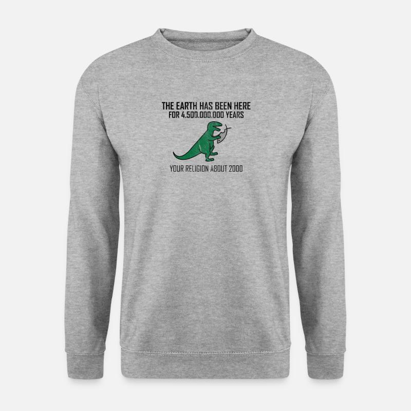 Atheist Dinosaurier vs Religion Fisch Atheismus - Unisex Pullover - Weißgrau meliert