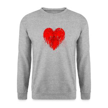 Heart wound zombie vampire blood - Unisex Sweatshirt - salt & pepper - Front - Alina (178cm) & Michal (187cm)