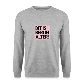 DIT IS BERLIN ALTER! Berliner Schnauze - Unisex Pullover - Weißgrau meliert - Vorne - Alina (178cm) & Michal (187cm)