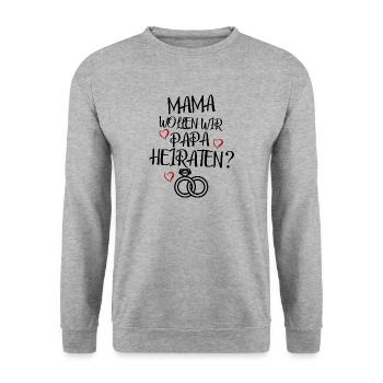 marriage proposal on t shirt tshirt babybody getting married - Unisex Sweatshirt - salt & pepper - Front - Alina (178cm) & Michal (187cm)