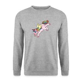 Licorne et licorne - Sweat-shirt Unisexe - gris chiné - Devant - Alina (178cm) & Michal (187cm)