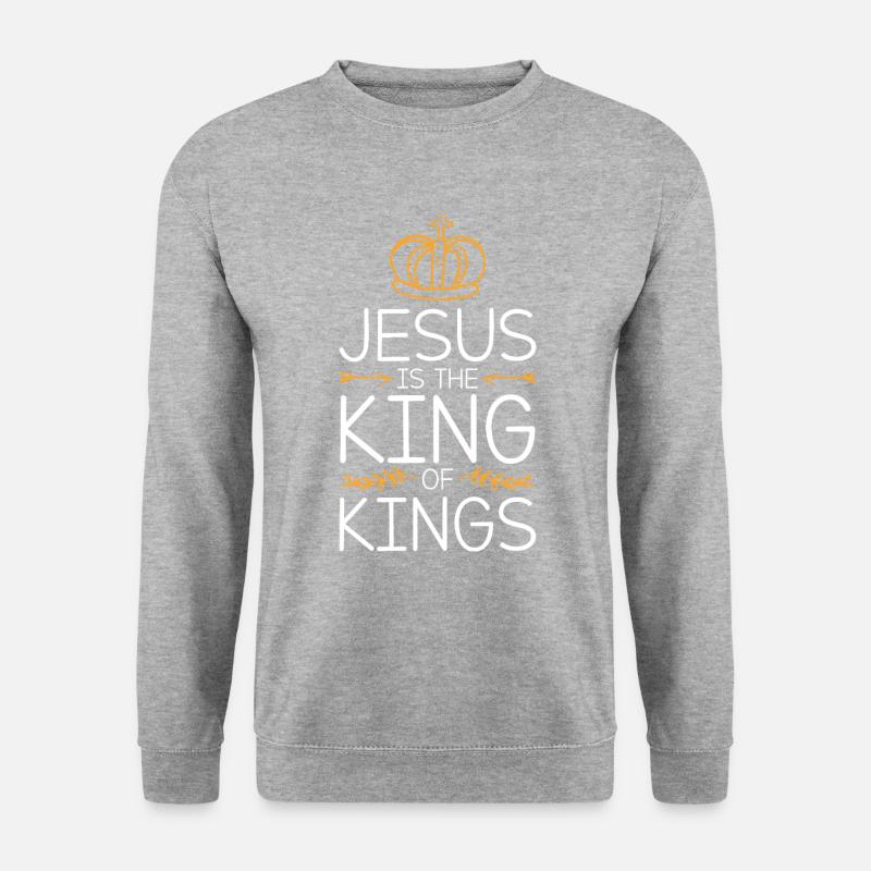 Jesus ist könig bibel - Unisex Pullover - Weißgrau meliert