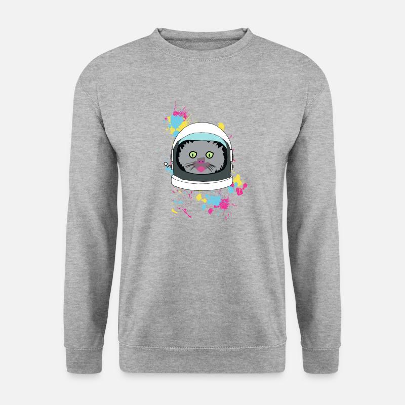 Space cat - Unisex Pullover - Weißgrau meliert