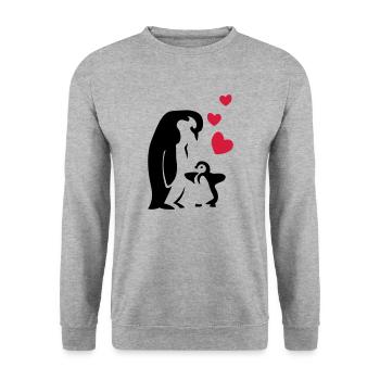 Pingouin papa / maman - bébé - Sweat-shirt Unisexe - gris chiné - Devant - Alina (178cm) & Michal (187cm)