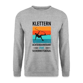 Vintage Bouldern Boulderer Klettern Kletterer - Unisex Pullover - Weißgrau meliert - Vorne - Alina (178cm) & Michal (187cm)