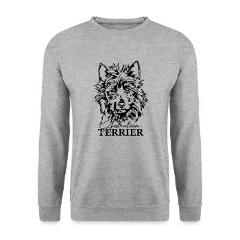 AUSTRALIAN TERRIER Hunde Portrait Hund Wilsigns - Unisex Pullover - Weißgrau meliert - Vorne - Alina (178cm) & Michal (187cm)