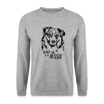 Australian Shepherd loved by an Aussie Wilsigns - Unisex Sweatshirt - salt & pepper - Front - Alina (178cm) & Michal (187cm)