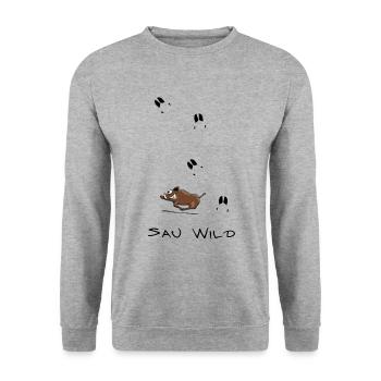 Wildschwein Sau Wild rennen cooles Kids Geschenk - Unisex Pullover - Weißgrau meliert - Vorne - Alina (178cm) & Michal (187cm)