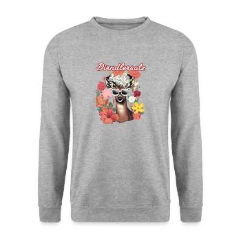 Dirndler ensemble, cerf, cerf, fleurs, edelweiss - Sweat-shirt Unisexe - gris chiné - Devant - Alina (178cm) & Michal (187cm)