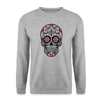 Calavera, Mexico - Unisex Sweatshirt - salt & pepper - Front - Alina (178cm) & Michal (187cm)