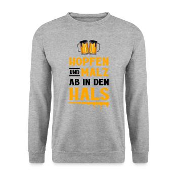 Houblon et malt, dans la gorge - Sweat-shirt Unisexe - gris chiné - Devant - Alina (178cm) & Michal (187cm)