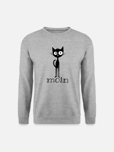 Moin Katze - Unisex Pullover - Weißgrau meliert