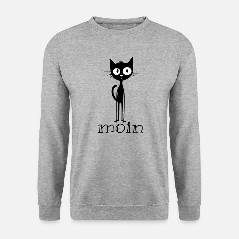 Moin Katze - Unisex Pullover - Weißgrau meliert