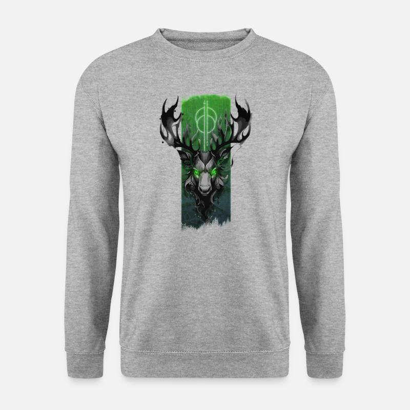 Majestätisches Geweih: Elchkopf - Unisex Pullover - Weißgrau meliert