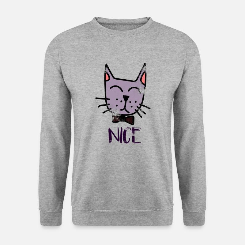 Katze - Unisex Pullover - Weißgrau meliert