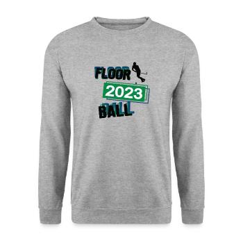 Floorball 2023 Floorballer Floorballspiel Hockey - Unisex Pullover - Weißgrau meliert - Vorne - Alina (178cm) & Michal (187cm)