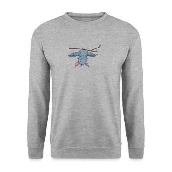 Fledermausl - Unisex Pullover - Weißgrau meliert - Vorne - Alina (178cm) & Michal (187cm)