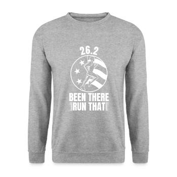 26.2 Been There Run That Marathon - Unisex Pullover - Weißgrau meliert - Vorne - Alina (178cm) & Michal (187cm)