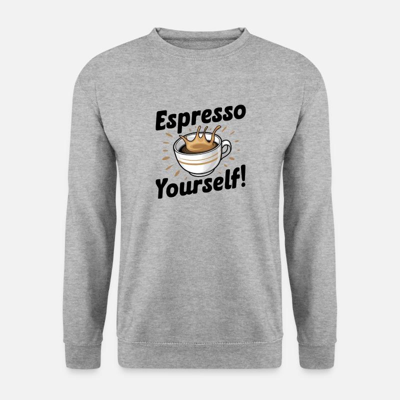Espresso selber machen! - Unisex Pullover - Weißgrau meliert