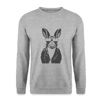 Cool Rabbit Casual Leather Jacket - Unisex Sweatshirt - salt & pepper - Front - Alina (178cm) & Michal (187cm)