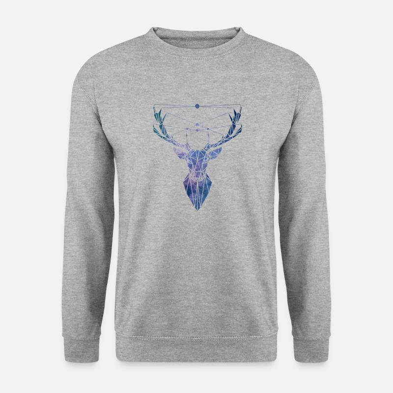 Hirsch Geometrisch - Unisex Pullover - Weißgrau meliert