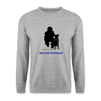 Hund am Ansatz - Unisex Pullover - Weißgrau meliert - Vorne - Alina (178cm) & Michal (187cm)
