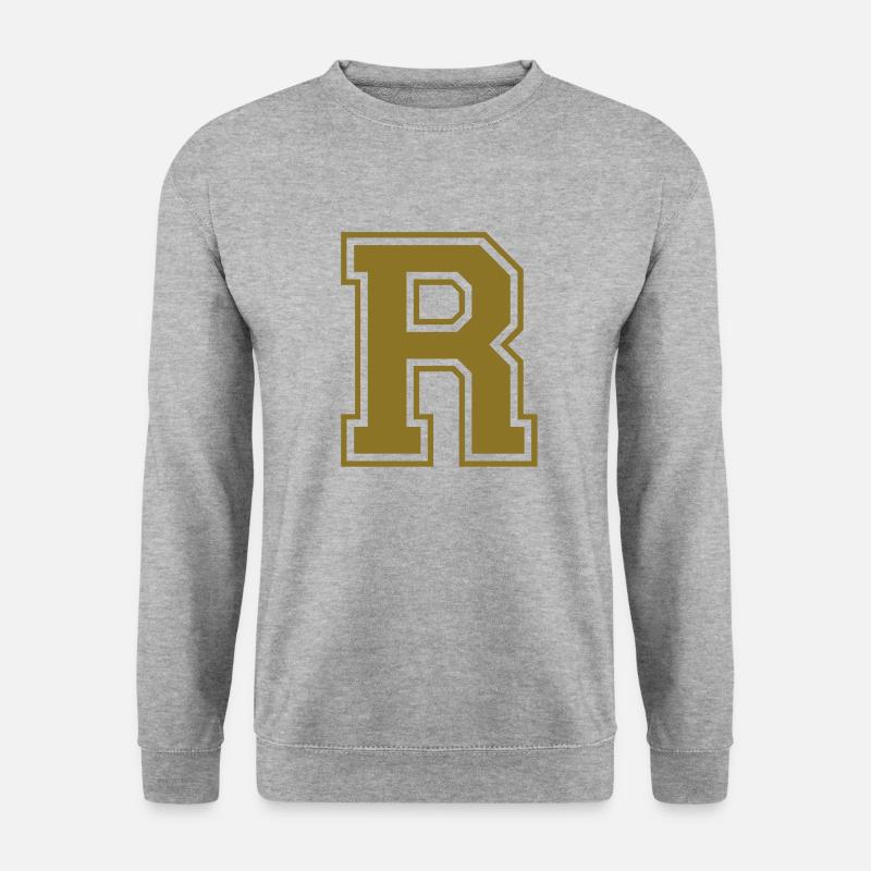 R - Buchstabe - Unisex Pullover - Weißgrau meliert