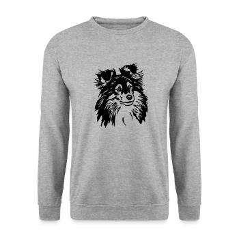 3 Sheltie - Unisex Pullover - Weißgrau meliert - Vorne - Alina (178cm) & Michal (187cm)