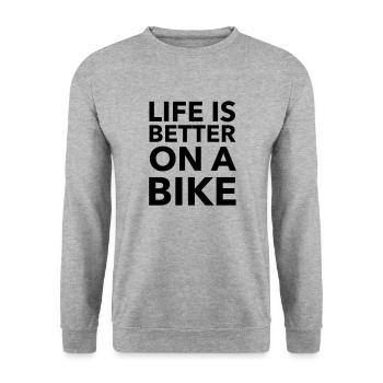 Life is better on a bike - Unisex Sweatshirt - salt & pepper - Front - Alina (178cm) & Michal (187cm)