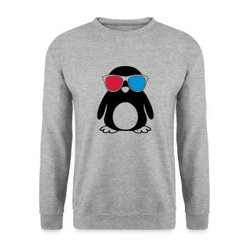 Swaggy Penguin - Unisex Pullover - Weißgrau meliert - Vorne - Alina (178cm) & Michal (187cm)