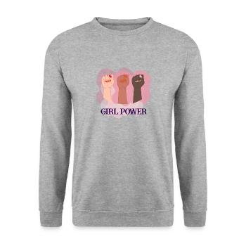 Girl Power - Unisex Sweatshirt - salt & pepper - Front - Alina (178cm) & Michal (187cm)