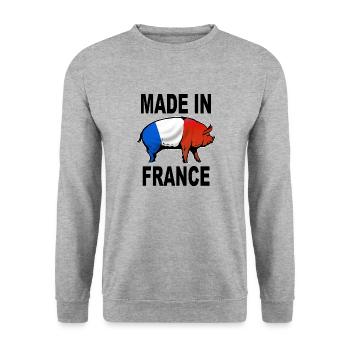 charcutier cochonnailles 04 - Sweat-shirt Unisexe - gris chiné - Devant - Alina (178cm) & Michal (187cm)