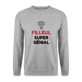 Filleul / Filleule / Parrain / Marraine / Bébé - Sweat-shirt Unisexe - gris chiné - Devant - Alina (178cm) & Michal (187cm)