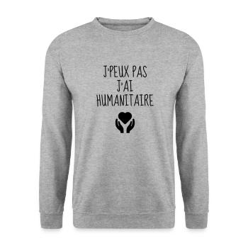 Bénévole / Humanitaire / Solidaire / Aide - Sweat-shirt Unisexe - gris chiné - Devant - Alina (178cm) & Michal (187cm)