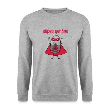 Super gendre - Sweat-shirt Unisexe - gris chiné - Devant - Alina (178cm) & Michal (187cm)