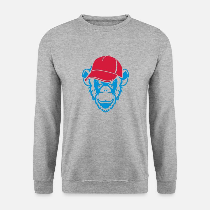 Affe wild tier Mütze - Unisex Pullover - Weißgrau meliert