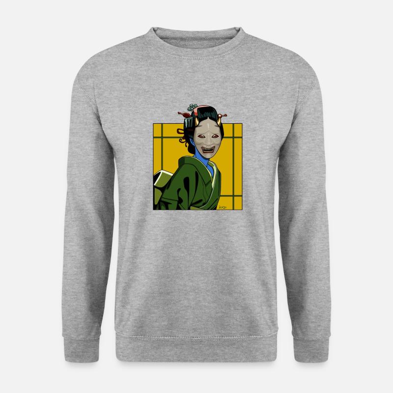 Geisha Dämon - Unisex Pullover - Weißgrau meliert