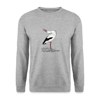 Stork - Unisex Sweatshirt - salt & pepper - Front - Alina (178cm) & Michal (187cm)