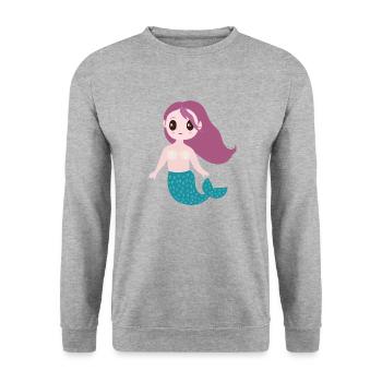 Meerjungfrau - Unisex Pullover - Weißgrau meliert - Vorne - Alina (178cm) & Michal (187cm)