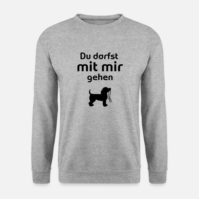 Hund gassi gehen Du darfst - Unisex Pullover - Weißgrau meliert
