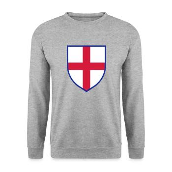Drapeau de l’Angleterre, Bouclier de la Croix de Saint-Georges - Sweat-shirt Unisexe - gris chiné - Devant - Alina (178cm) & Michal (187cm)