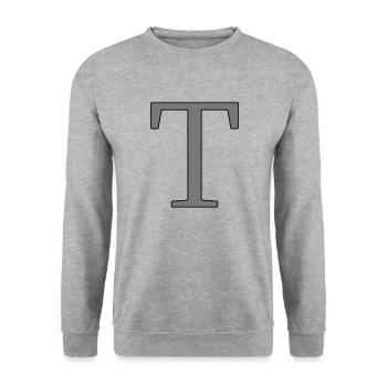 Lettre T Lettre initiale - Sweat-shirt Unisexe - gris chiné - Devant - Alina (178cm) & Michal (187cm)